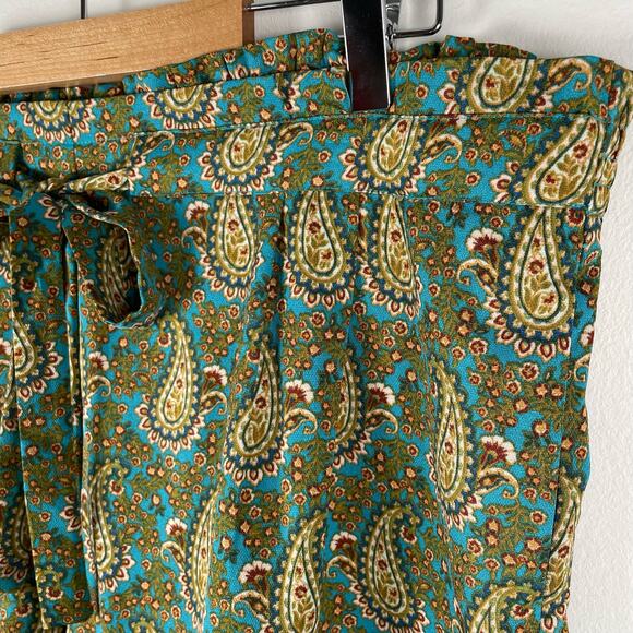 DR2 Green Paisley Boho Tie Waist Casual Shorts with Pockets Womens XXL Plus - Picture 3 of 7